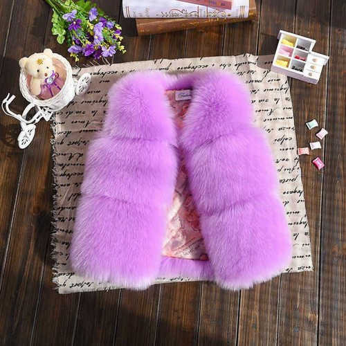 Faux Fur Vest Gilet warmer Toddler Gilet Kids Girls Boys Winter Coat Body - Picture 6 of 23