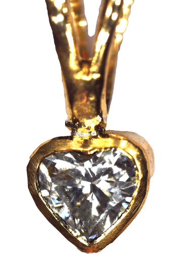 Colgante de esmeralda talla PERA con diamante talla CORAZON en oro 18 cts - Imagen 12 de 20