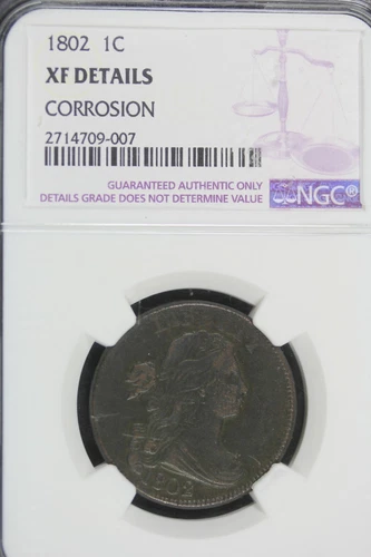 1802 - NGC XF DETAILS (CORROSION) Draped Bust Large Cent!!  #B17811