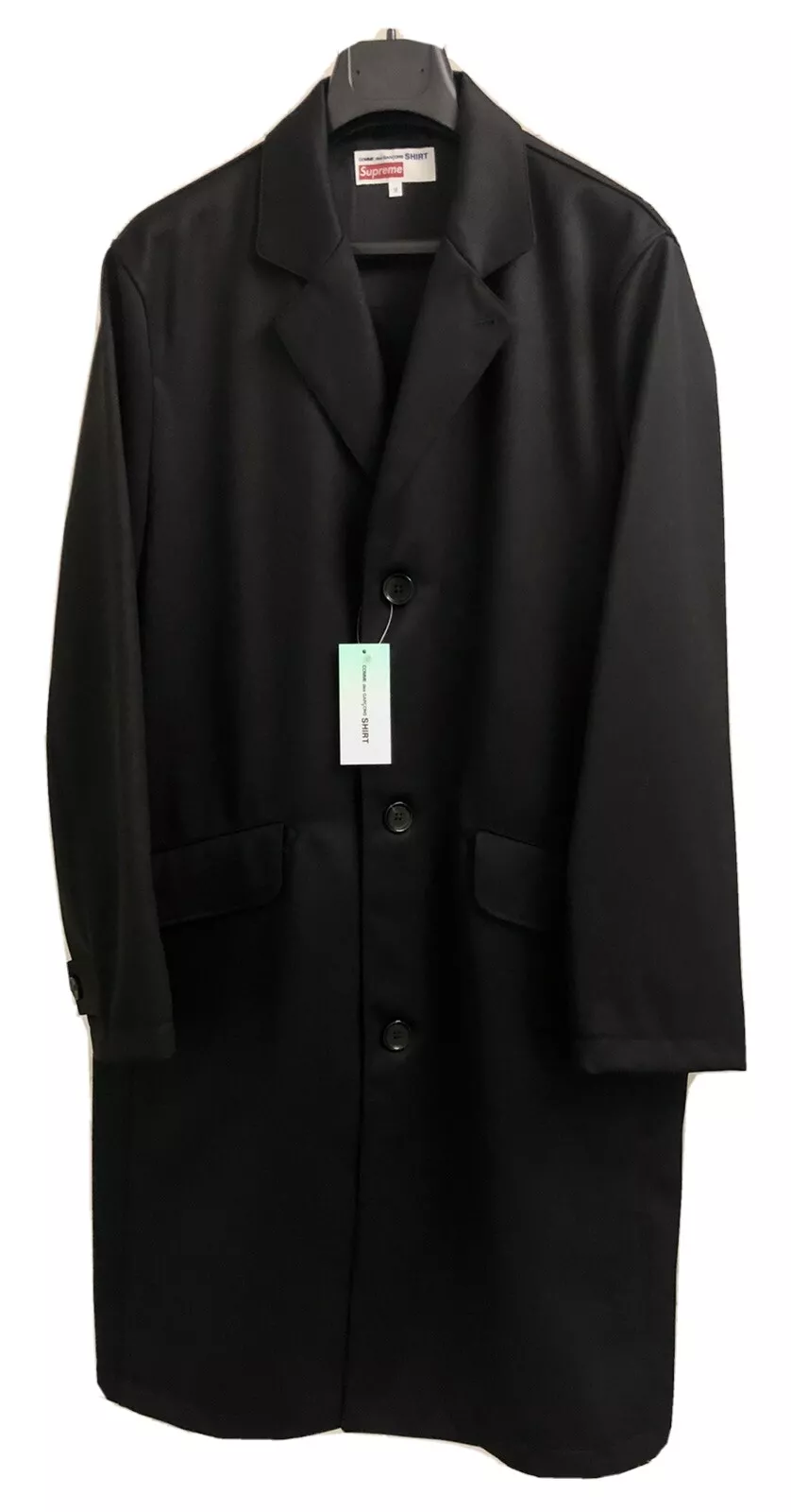 SUPREME COMME DES GARCONS Chemise Laine Overcoat (M) Split Box Logo CDG NEUF