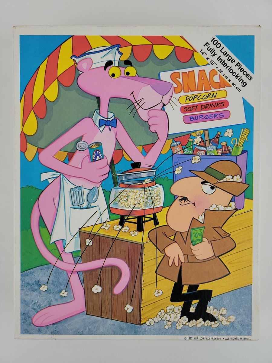 Vtg Whitman 1977 The Pink Panther Snack Stand 100 Pc Jigsaw Puzzle