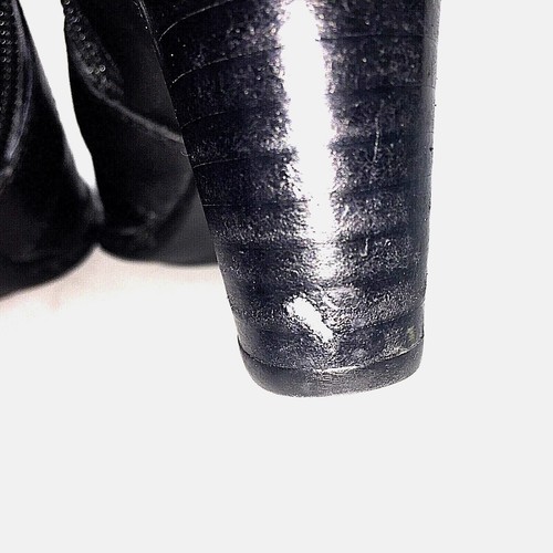 Born Shola Mujer Negro Cremallera Lateral Tacón Apilado Botines Botas EE. UU. Talla 7 Usadas en Excelente Condición - Imagen 6 de 12
