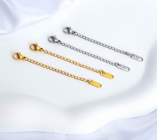2Pcs Stainless Steel Necklace Bracelet Lobster Extenders Chain Jewelry Findings