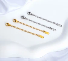 2Pcs Stainless Steel Necklace Bracelet Lobster Extenders Chain Jewelry Findings