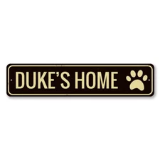 Pet's Home Sign, Personalized Pet Name Paw Print Sign, Custom Metal Wall Decor