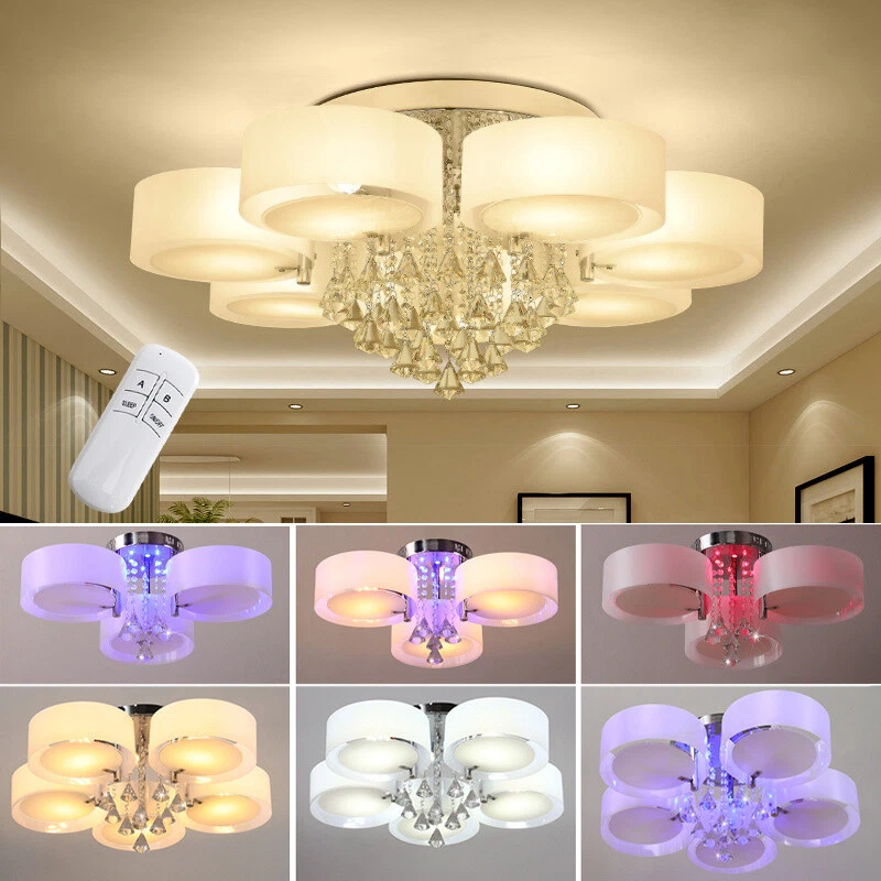 Modern Round 3 5 7 Way LED Crystal Ceiling Lights Chandelier Lamp