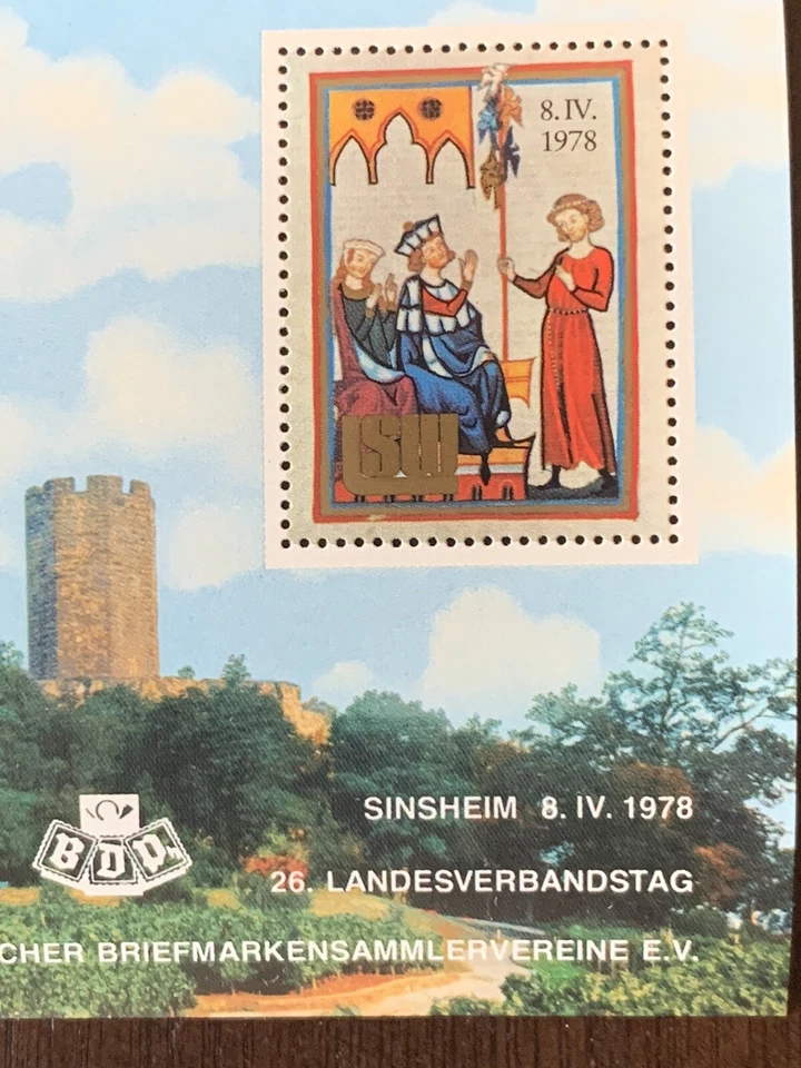 RARE 1978 LSW SOUTHWEST GERMANY STAMP COLLECTORS ASSOCIATION SOUVENIR MINI SHEET - Image 2 of 4