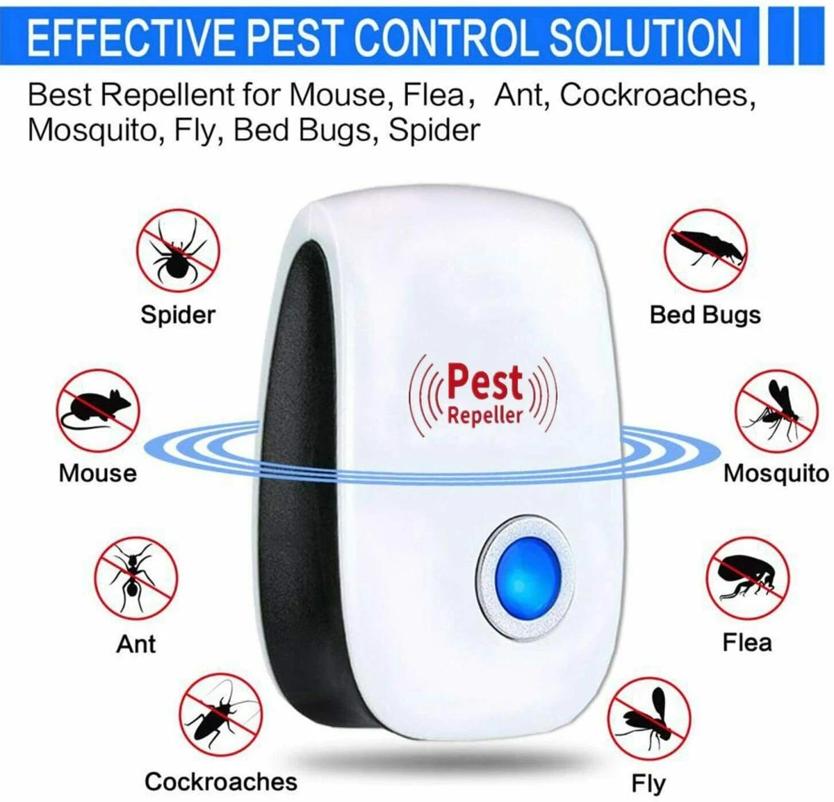 Electronic Pest Reject Control Ultrasonic Repeller Home Bug Rat