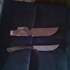 AS Handmade Hunting Knife Steel Full Tang Wood Handle Leather Sheath