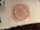 Vintage Jeanette Glass Adam Pink Depression Cake Plate 10" Footed  Perfect!