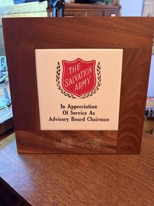 Salvation Army Service Appreciation Plaque In Wood Frame