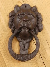 LARGE Cast Iron Antique Style Rustic LION HEAD Door Knocker Victorian Knock