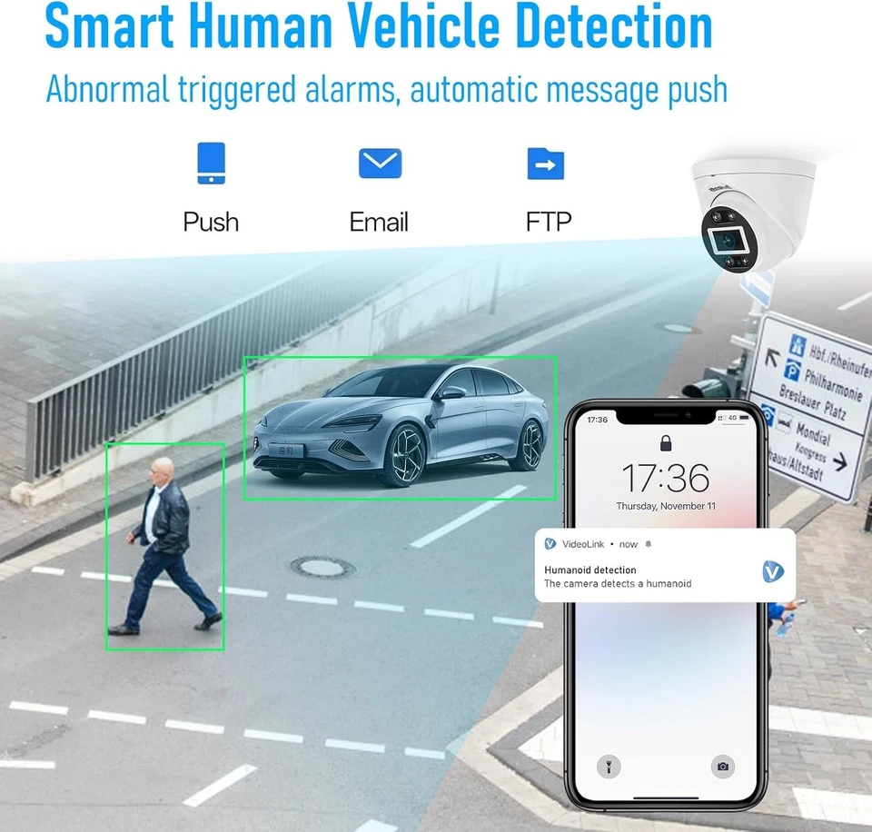 JideTech UltraHD 4K PoE Full Metal 8MP Turret IP Camera Two Way Audio RTMP Color - Image 3 of 4