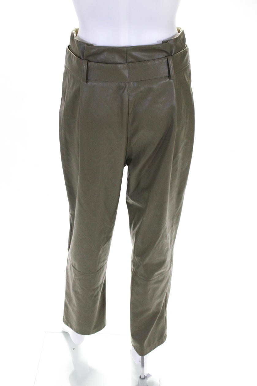 Love, Whit by Whitney Port Womens Olive Faux Leather Pants Size 2 13730373