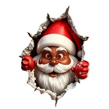 Christmas Wall Sticker Break Through Wall Santa Claus Sticker Christmas Decal