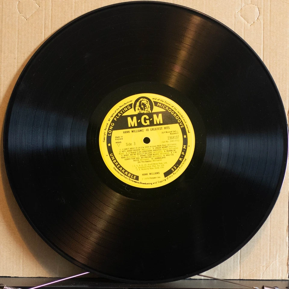 HANK WILLIAMS - 40 GREATEST HITS - Vinyl LP - MGM - 1978 -VG FREE POSTAGE (2800) - Image 4 of 4