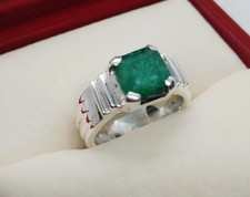Natural Emerald Sterling Silver 925 Handmade Ring Beautiful Design Emerald Ring