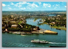 Vintage Photochrome Postcard Koblenz Deutsches Eck Scenic View