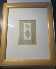 Framed Leaf Wall Art Set of 3 Botanical Prints Rustic Decor Signed