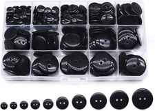 SEMINI Mixed Size 8mm-25mm 280Pcs Black Large, Small, SZ023 2 hole 