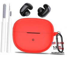 for New Bose Ultra Open Earbuds Case with Cleaner Kit 2024, Soft Silicone Red