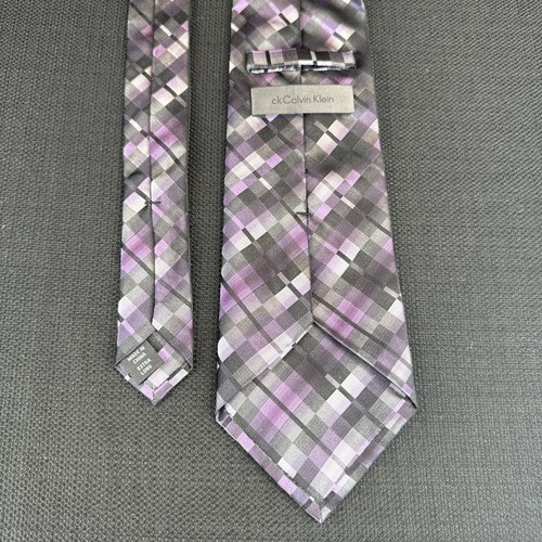Calvin Klein Purple Geometric X-long Men's Tie 100% Silk 62"x3.75" XL Necktie - Picture 6 of 12