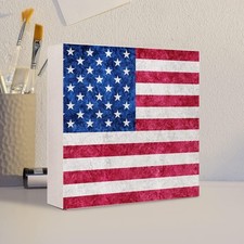 5 5 Rustic American Flag Wooden Block Sign Patriotic Home Desk Decor Gift