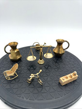 Vintage 7 Piece Brass Miniature Doll House Furniture