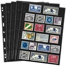 20 Sheets Stamp Pages Collector Stamp Collecting Album Binder Standard 9 Hole 