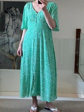 Hush Valeria Tea Midi Dress Green Mix Animal Print Size 12