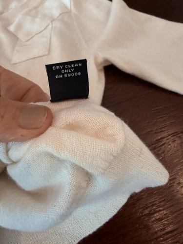 Cardigan Saks 5th Avenue cashmere 5 5T bambina bianco sporco patchwork morbido - Foto 7 di 11