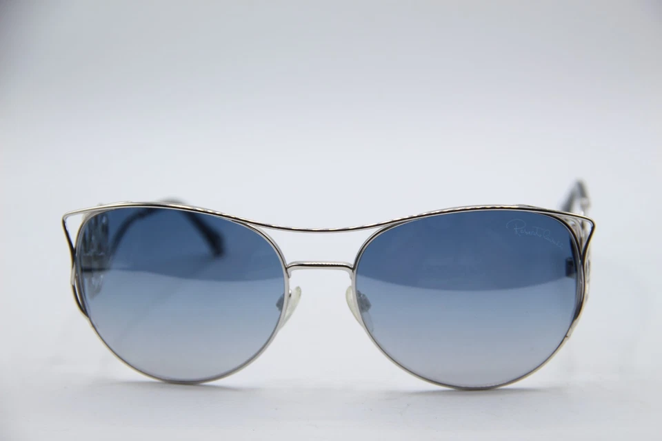NEW ROBERTO CAVALLI CARMIGNANO 1026 18X SILVER BLUE AUTHENTIC SUNGLASSES 61-18 Foto 2 de 4