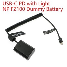 USB C PD to NP FZ100 Dummy Battery Coiled Power Cable for Sony Alpha A7 III A9