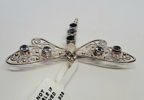 Sajen Kuisa Rainbow Moonstone & Multi-Gemstone 925 SS Butterfly Pendant/Brooch - Picture 7 of 9