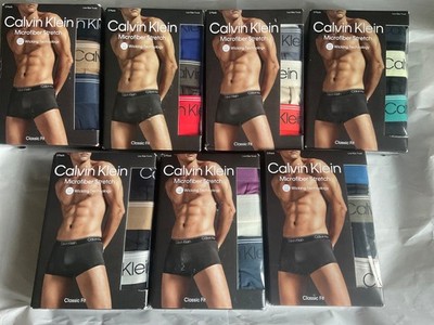 Calvin Klein 3 Pack Microfiber Stretch Low Rise Trunk New Men Black Tan Blue