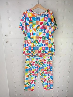   Agatha Ruiz de la Prada Baumwollset mit Regenbogenmuster | Alter 12 | Neu mit Etikett