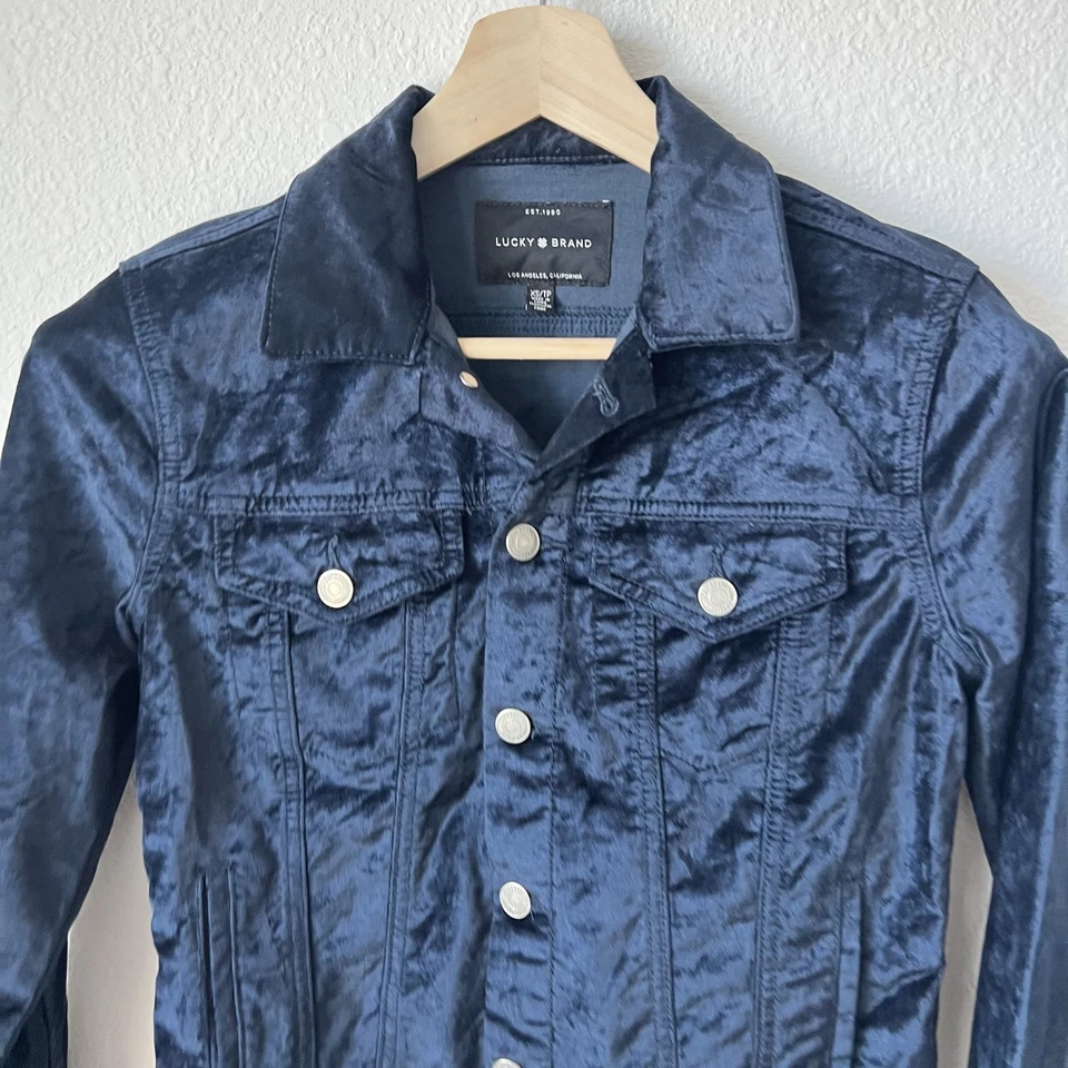 Chaqueta vaquera de terciopelo azul marino Lucky Brand XS Foto 2 de 4