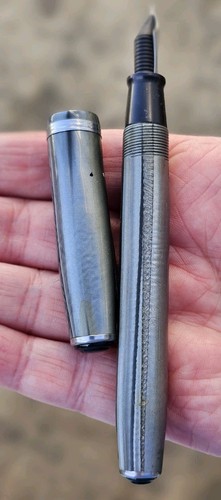 NICE Esterbrook Vintage Silver Ribble Smoke Lever Fill Fountain Pen #9550 Nib - Bild 10 von 11