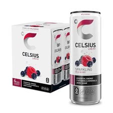 CELSIUS Sparkling Wild Berry Energy Drink, 12 Fl Oz Cans, 4 Pack
