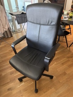 Black Leather Office Chair Luxury Black Armrest Height Adjustable Computer Chair