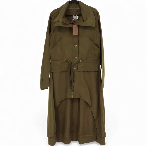 Nicholas K Sly Sweat Size M Military Green Utility Convertible Collar Midi Dress
