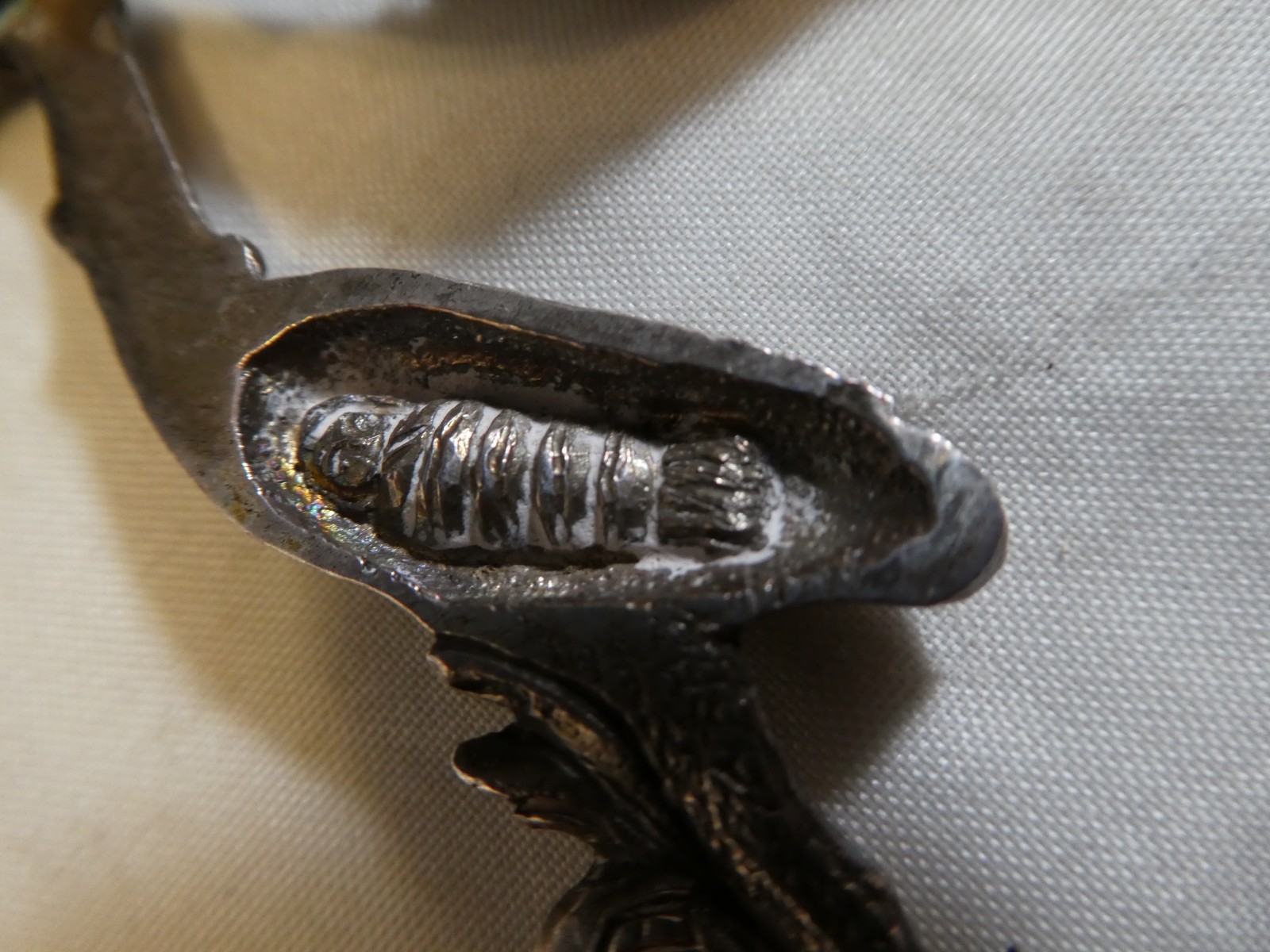 ANTIQUE 1800s SILVER STORK SCISSORS MEDICAL MIDWIFE CLAMP HIDDEN BABY