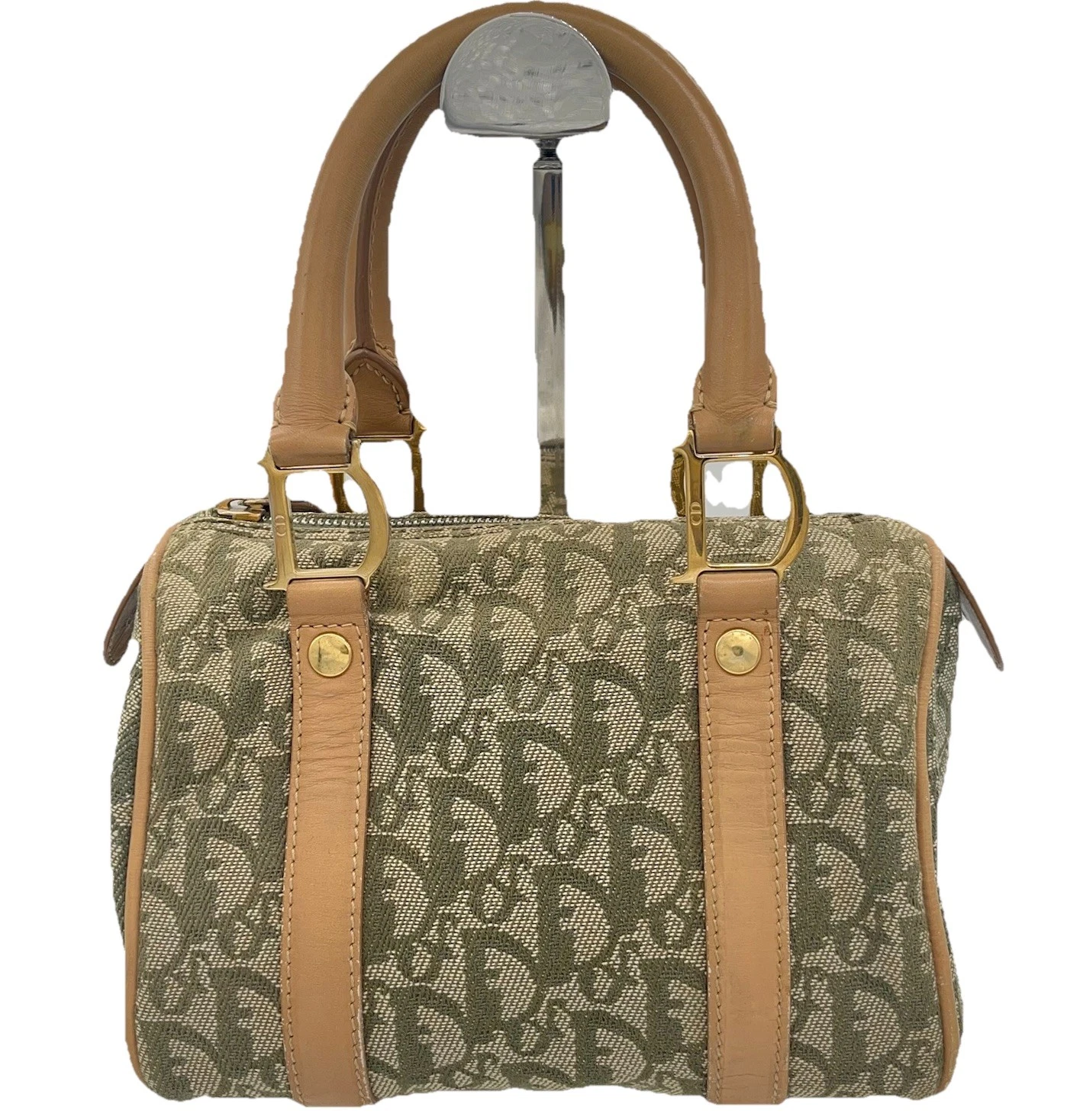 CHRISTIAN DIOR Trotter Mini Sac Boston Beige Vert Authentique du JAPON