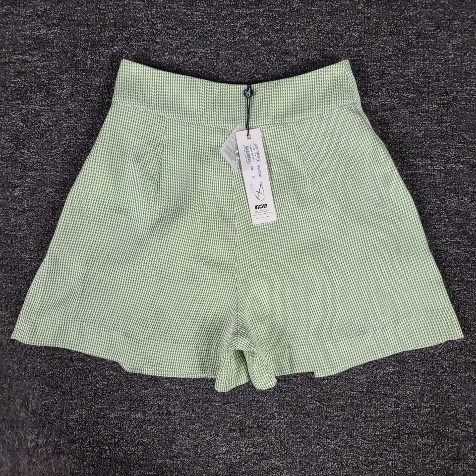 Pantalones Cortos Minkpink Marni Para Mujer XS Verde A Cuadros Chino Elastizados Chic Informales 25x3 Foto 3 de 4