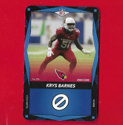 2025 Mattel UNO Elite Core Edition-KRYS BARNES Blue, Arizona Cardinals #014