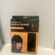 Wireless Musical Beanie Bluetooth Headset Hat Black Built-In Mic Rechargeable