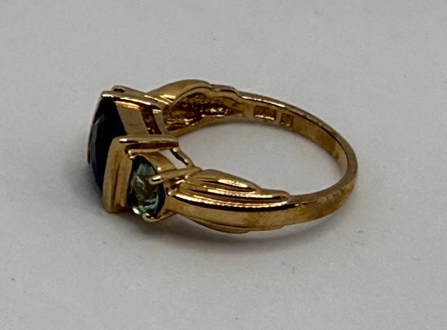 Anillo Ross Simons Vermeil con Esmeraldas Sintéticas - Talla 8 Foto 3 de 4