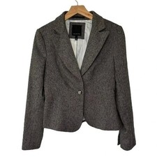The Limited Blazer Size 4 Gray Herringbone Single Button Professional Notched
