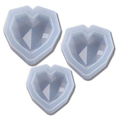 Silikonform Herz Facettiert Mold Mould UV Resin Epoxidharz Form Kunstharz Gießen
