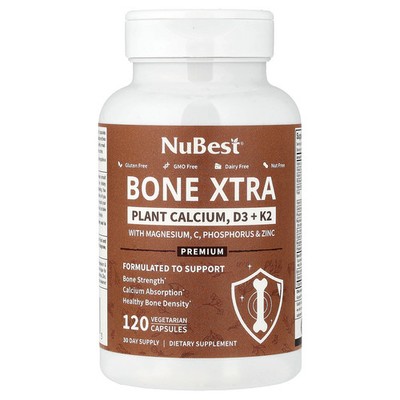 2 X NuBest, Bone Xtra, Plant Calcium, D3 + K2, 120 Vegetarian Capsules